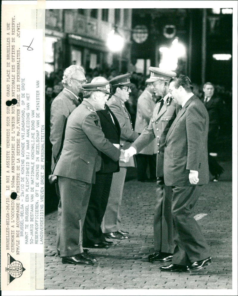 King Baudoin visits ceremony to honor 50 year anniversary of the Royal association of Reserve officers. - Vintage Photograph