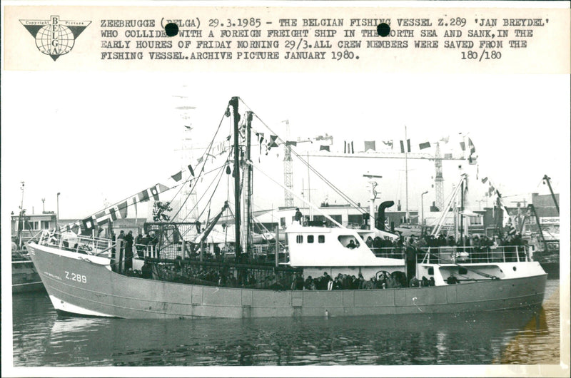 BELGIAN FISHING VESSEL Z.289 JAN BREYDEL - Vintage Photograph