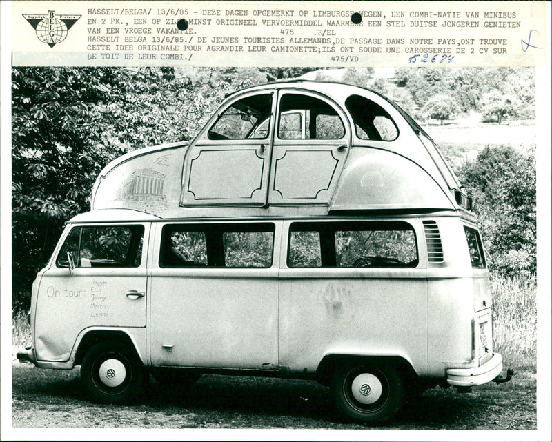 Combination of minibus and 2 person car - Vintage Photograph