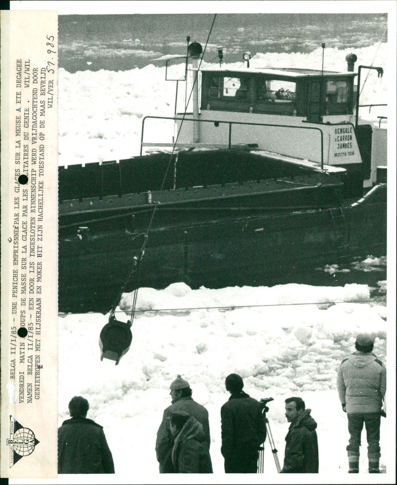 Barge stuck in ice - Vintage Photograph