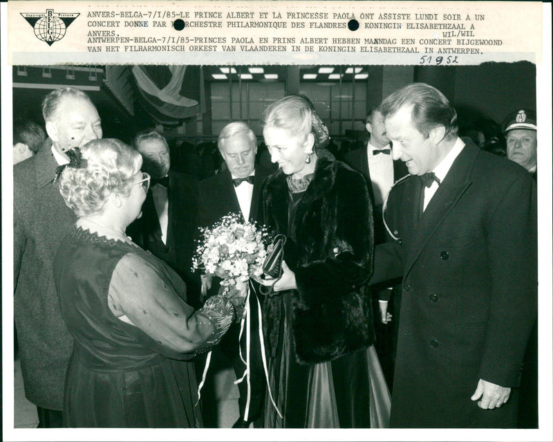 Princess Paola, Prince Albert attend concert. - Vintage Photograph