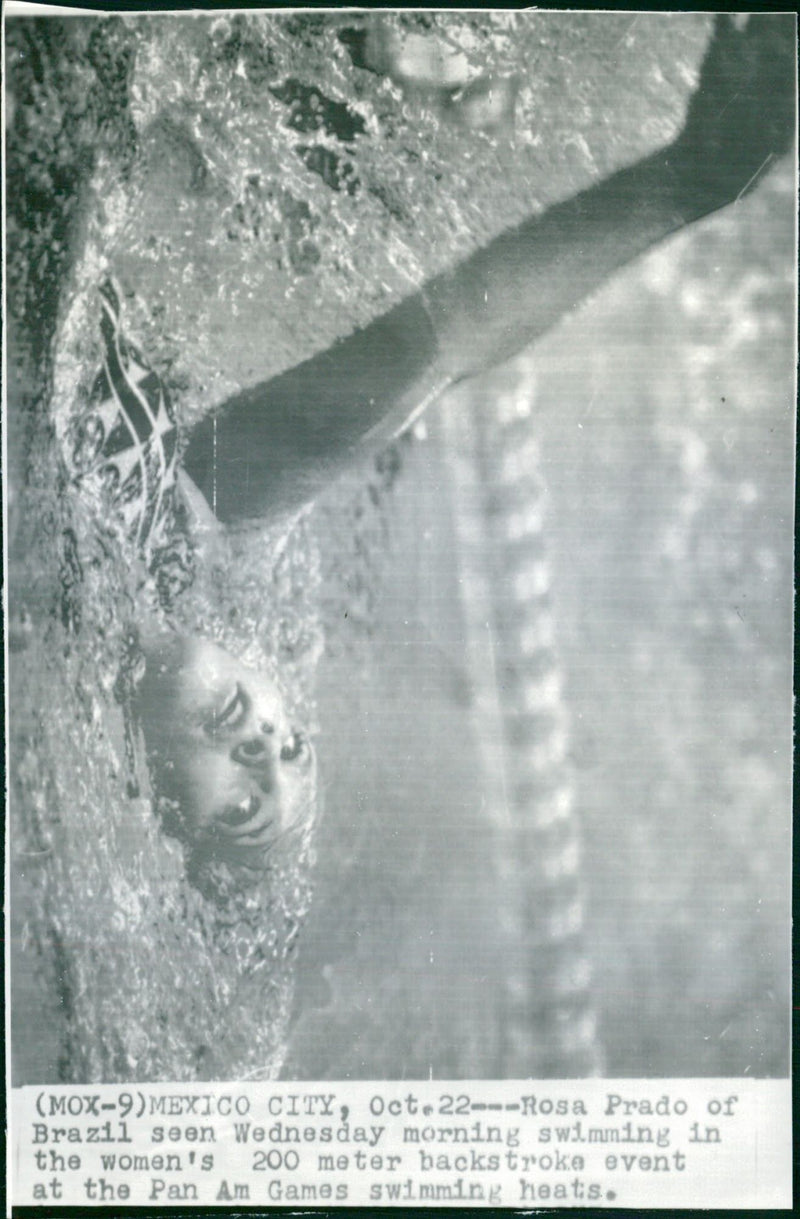 Pan Am Games - 200 meter backstroke event - Vintage Photograph