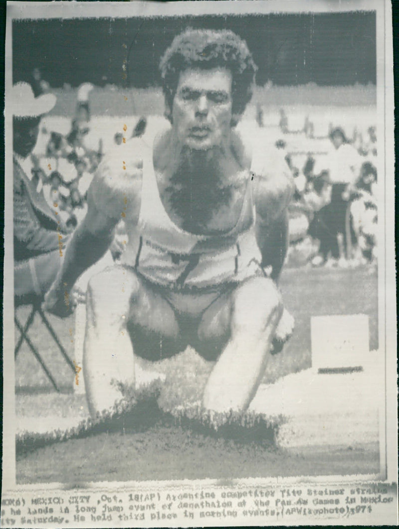 1975 Panamerican Games in Mexico- Decathlon/ Long Jump - Vintage Photograph