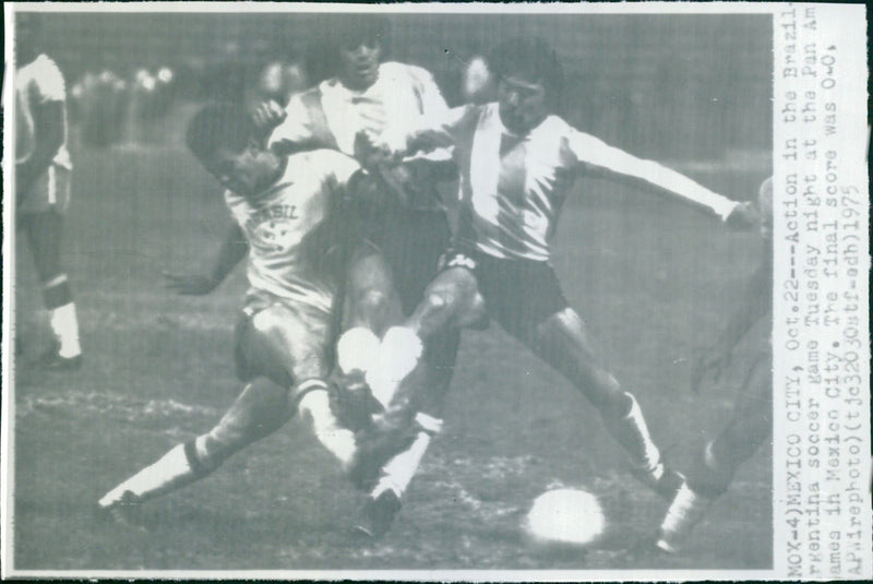 1975 Panamerican Games in Mexico- Football - Vintage Photograph