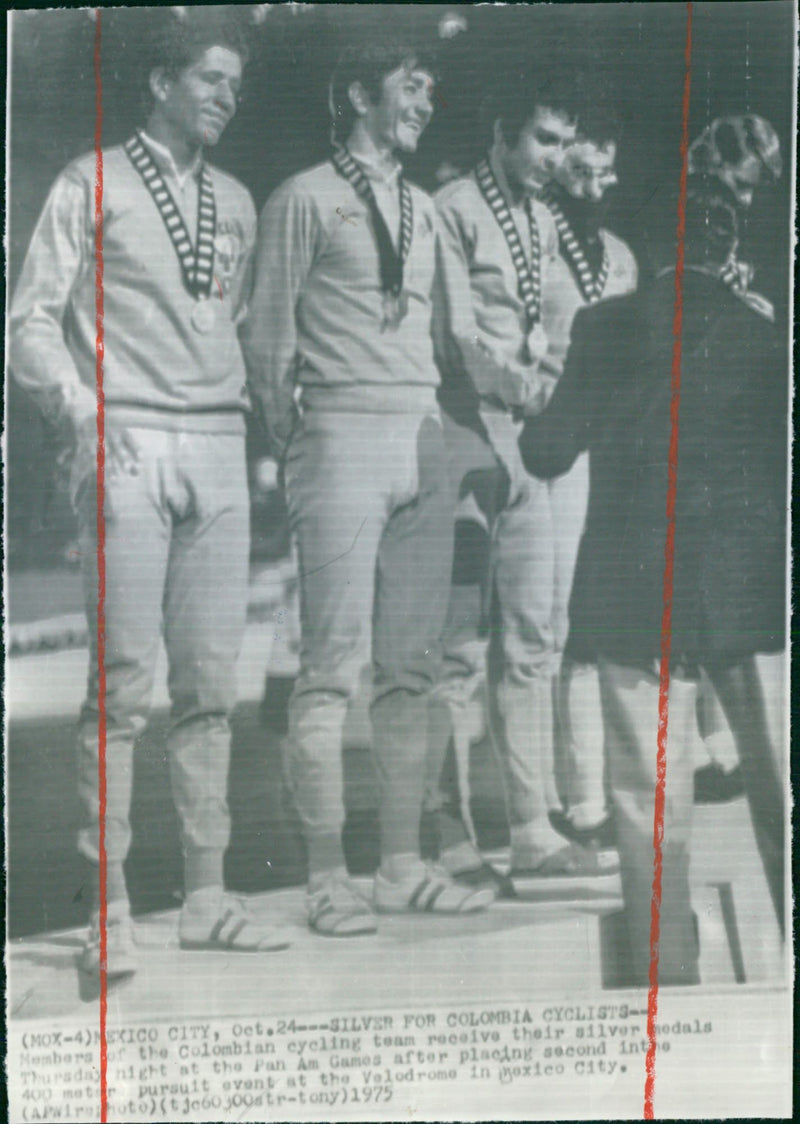 Silver Medal for Colombian Cyclists - Vintage Photograph