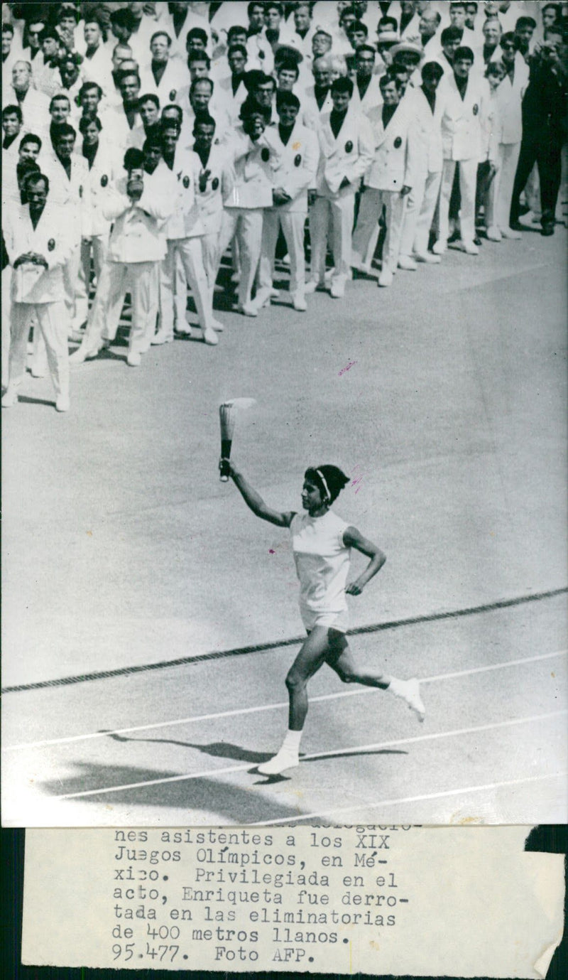 Enriqueta Basilio carrying the Olympic Flame - Vintage Photograph