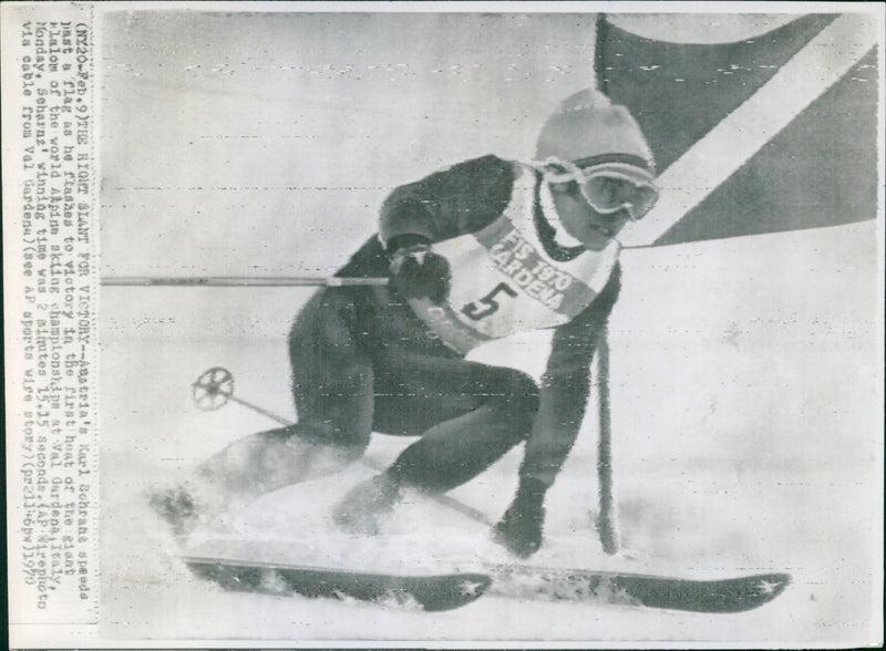 Skiing, Giant Slalom, Karl Schrans - Vintage Photograph