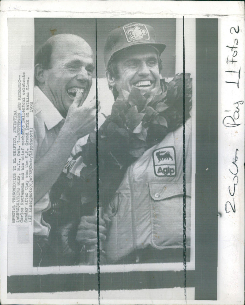 Carlos Reutemann and his chief mechanic Bellentoni - Vintage Photograph