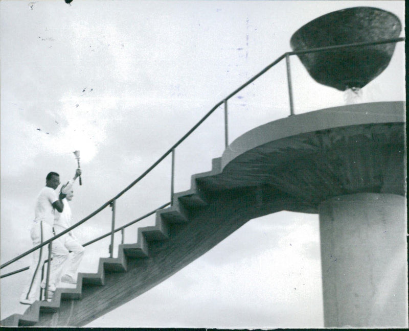 Cauldron lighting ceremony in the 11th Bolivarian Games - Vintage Photograph