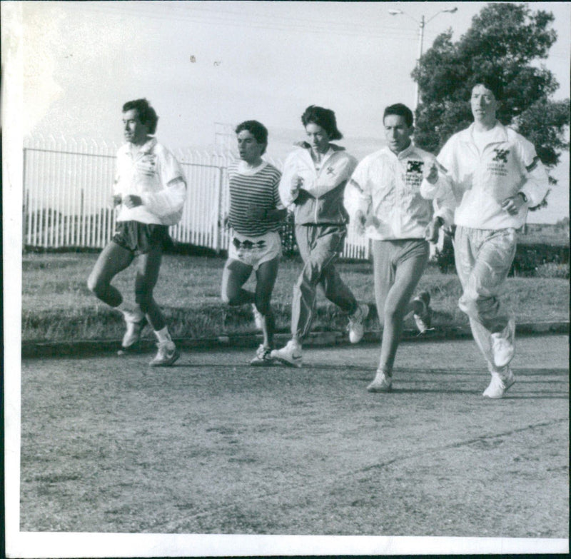 Herder Vasquez and other Colombian athletes in Sao Paolo, Brazil - Vintage Photograph