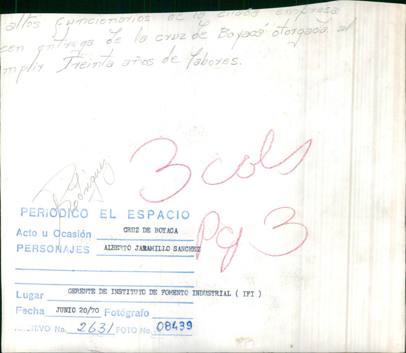 Alberto Jaramillo Sánchez - Vintage Photograph