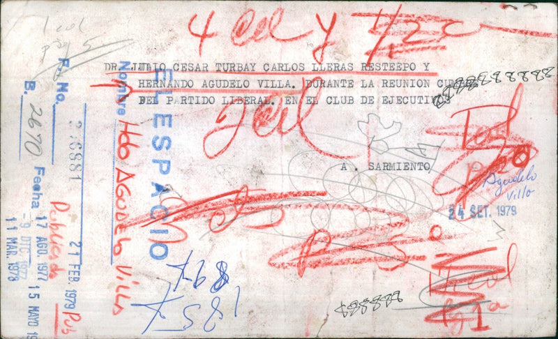 Julio César Turbay Ayala, Carlos Lleras Restrepo and Hernando Agudelo Villa - Vintage Photograph