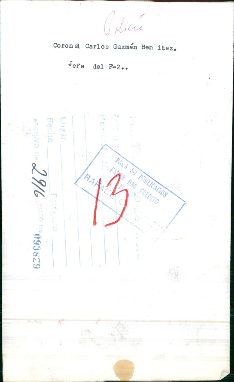 Colonel Carlos Guzmán Benitez - Vintage Photograph