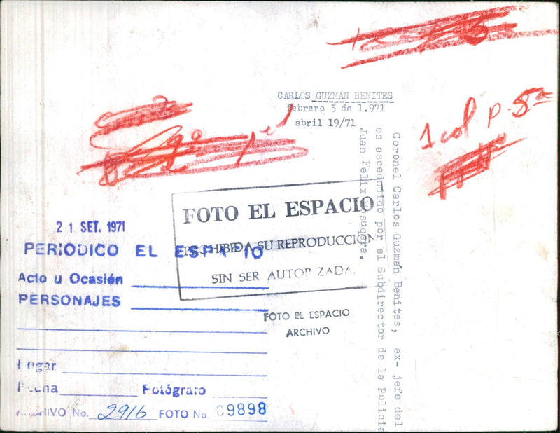 Colonel Carlos Guzmán Benitez - Vintage Photograph