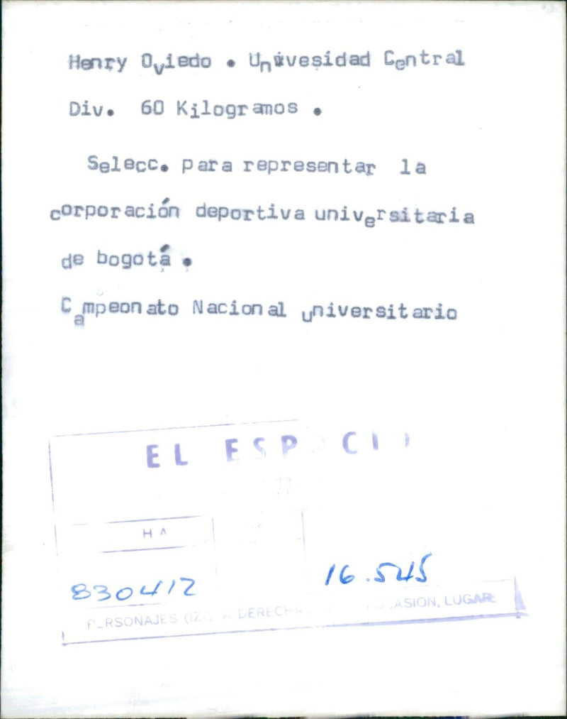 Henry Oviedo - Vintage Photograph