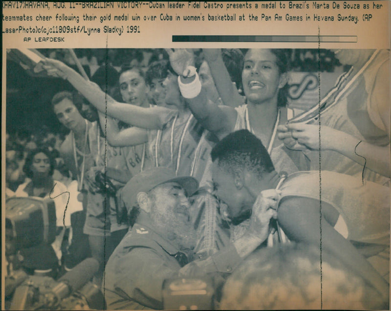 Panamerican Games In Cuba: Fidel Castro awards Medal - Vintage Photograph