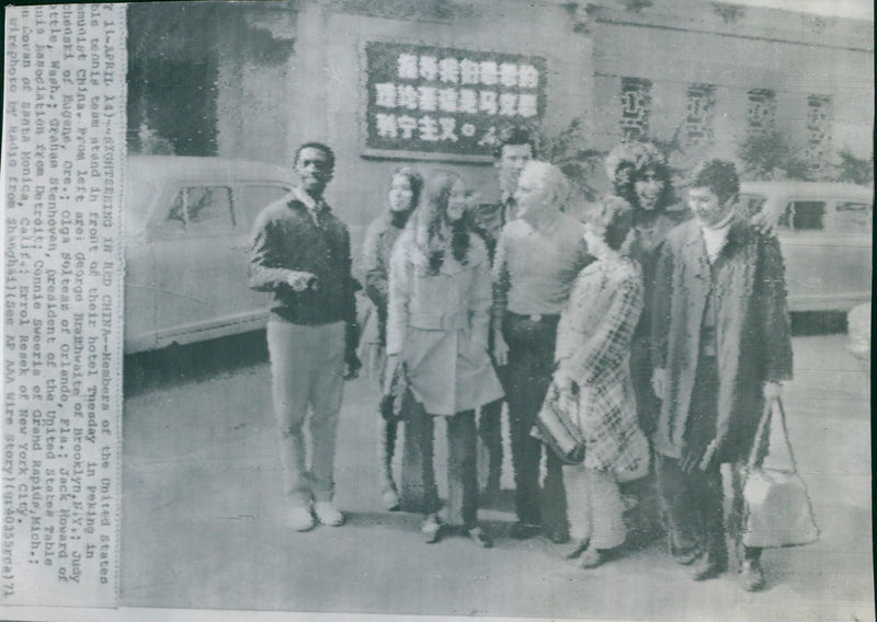 American table tennis players in China - Vintage Photograph