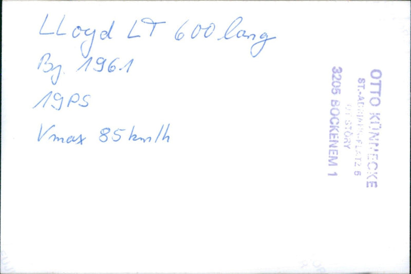 1961 Lloyd LT 600 - Vintage Photograph