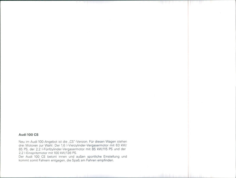 1982 Audi 100 CS - Vintage Photograph