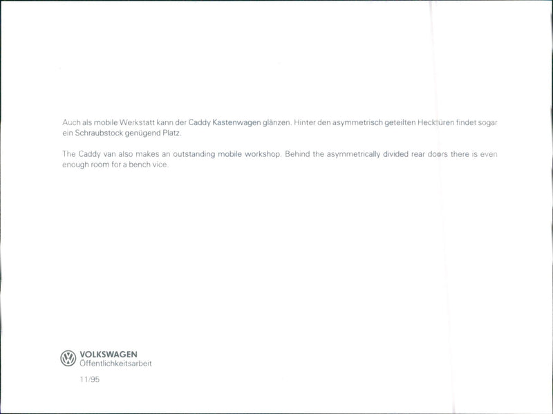 VW Caddy - Vintage Photograph