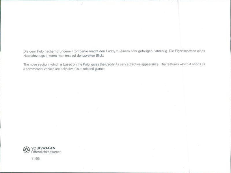 VW Caddy - Vintage Photograph