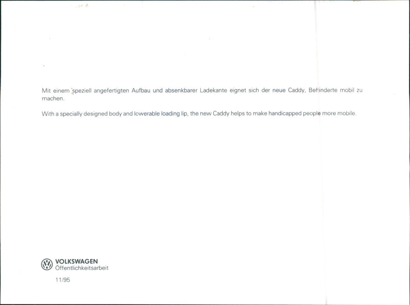 VW Caddy - Vintage Photograph