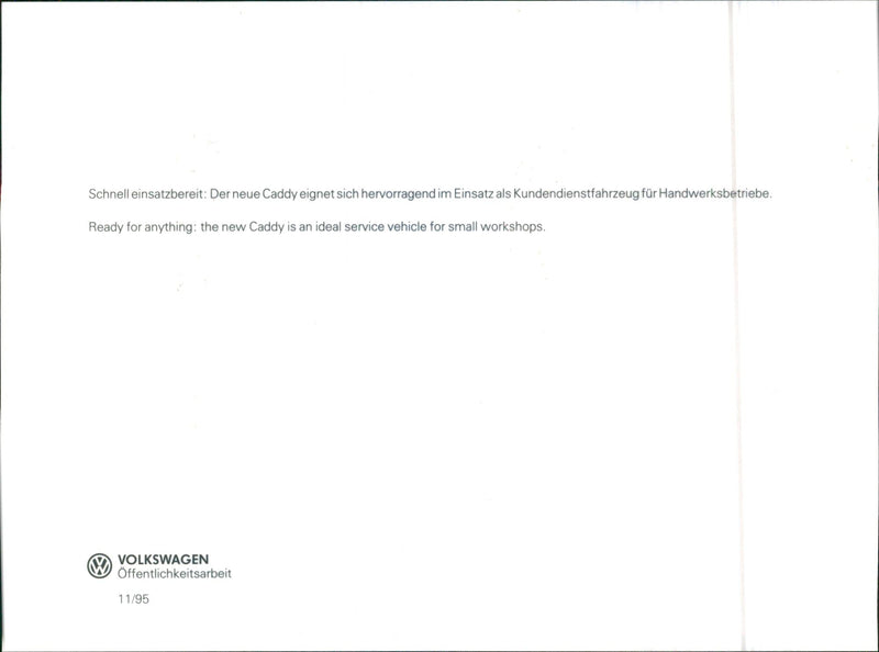 VW Caddy - Vintage Photograph