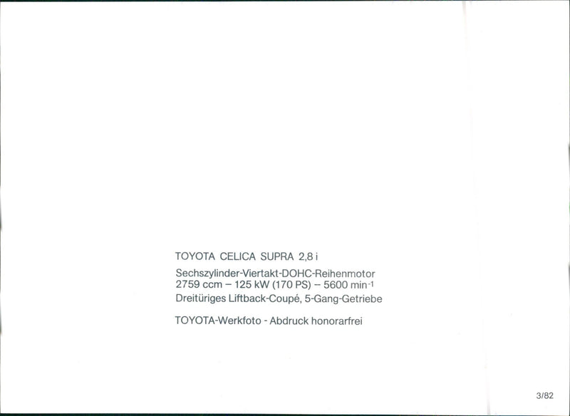 Toyota Celica Supra 2.8i - Vintage Photograph