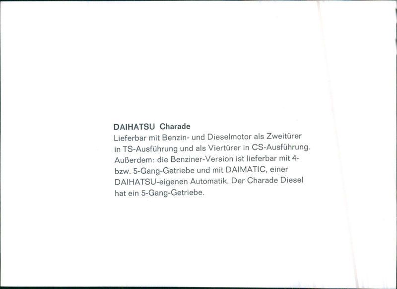 Daihatsu Charade - Vintage Photograph