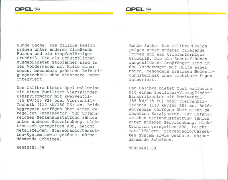 1989 Opel Calibra - Vintage Photograph