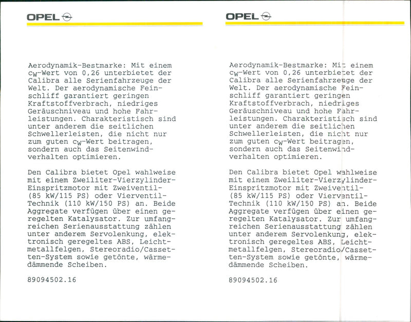 1989 Opel Calibra - Vintage Photograph