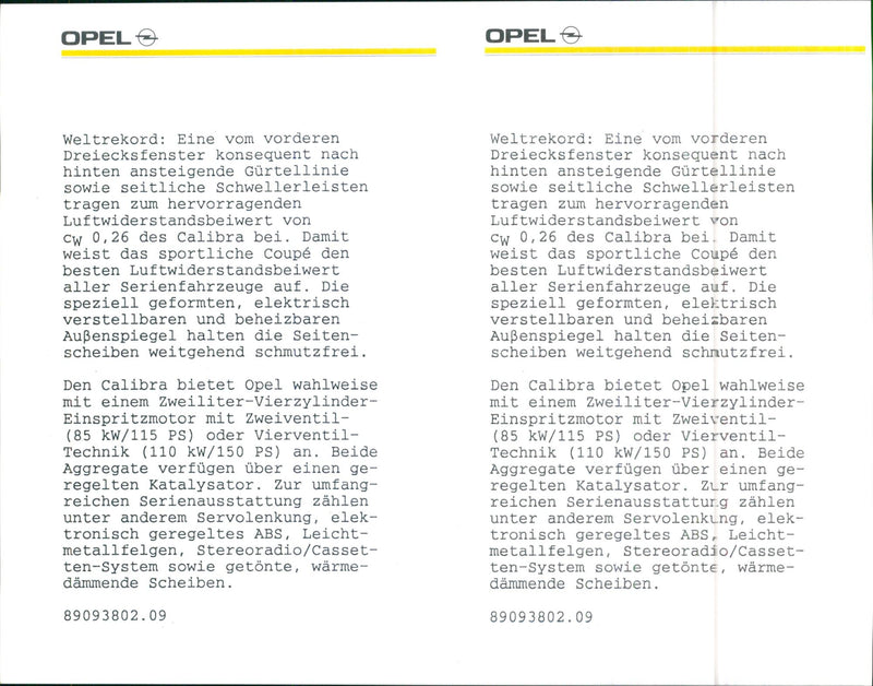 1989 Opel Calibra - Vintage Photograph