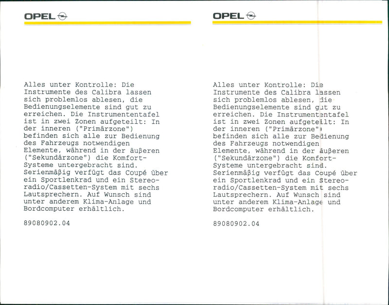 1989 Opel Calibra - Vintage Photograph