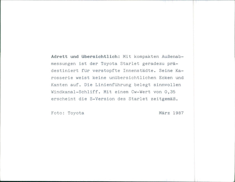 1987 Toyota Starlet - Vintage Photograph