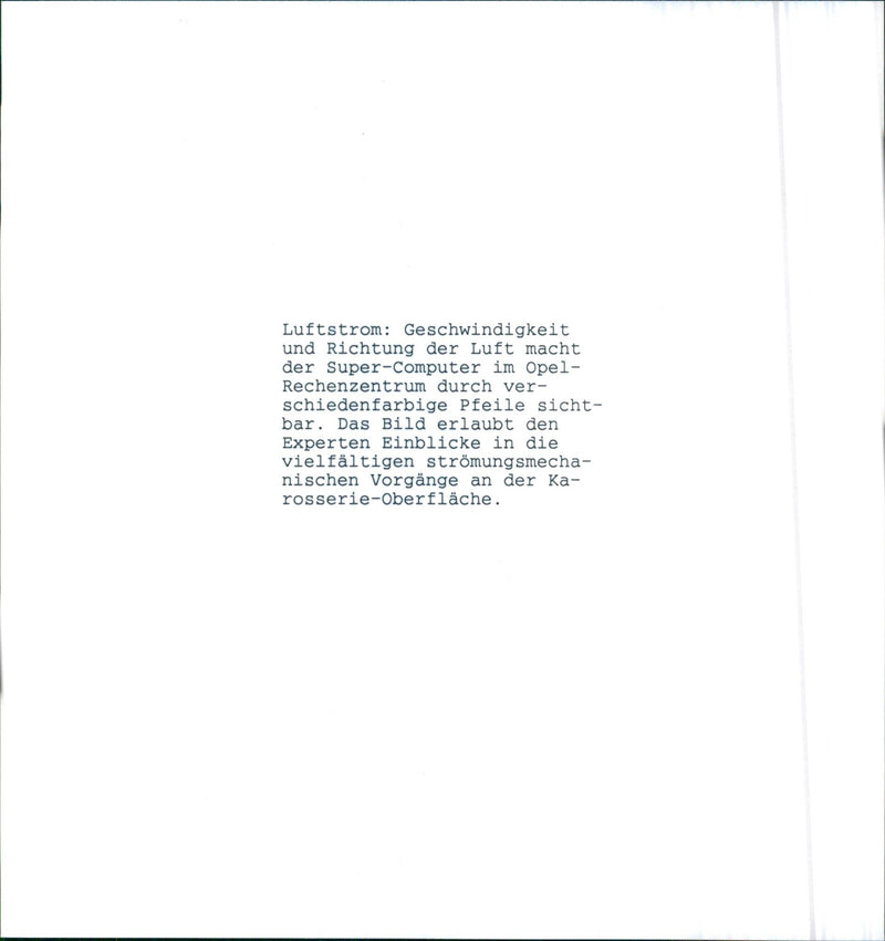 Opel Contour Plot of  Air Velocities. - Vintage Photograph