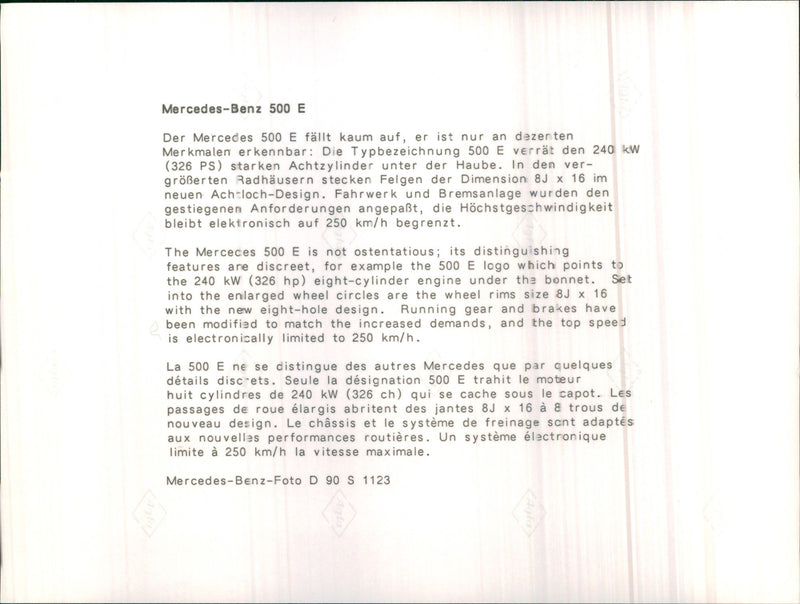 Mercedes Benz 500 E - Vintage Photograph