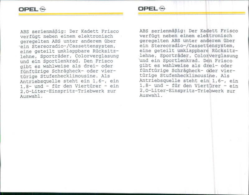 1991 Opel. - Vintage Photograph