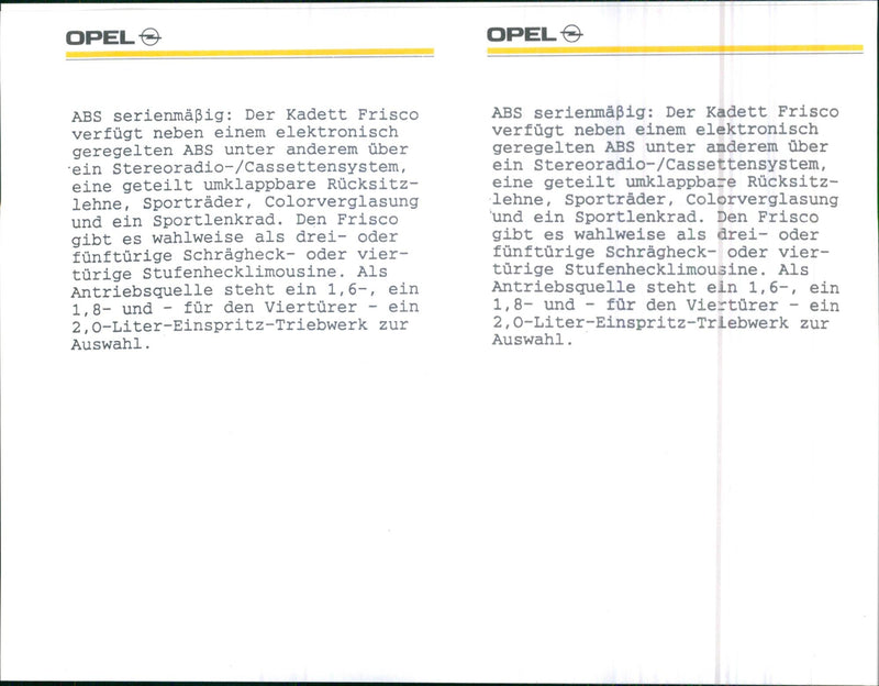 1991 Opel. - Vintage Photograph