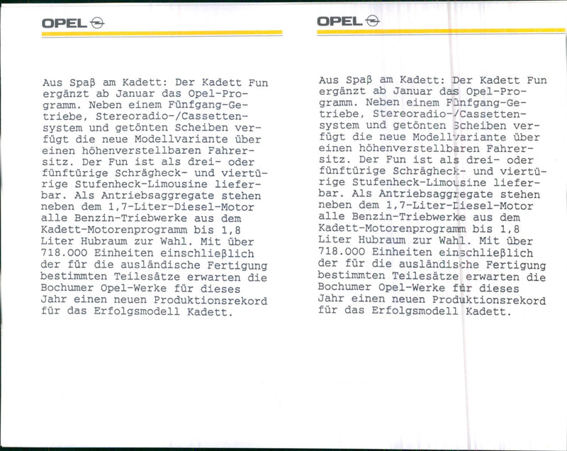 1991 Opel. - Vintage Photograph