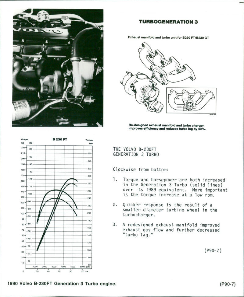 1990 Volvo B-230FT Generation 3 Turbo engine - Vintage Photograph