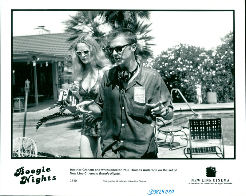 Paul Thomas Anderson and Heather Graham on the set of "Boogie Nights" - Vintage Photograph