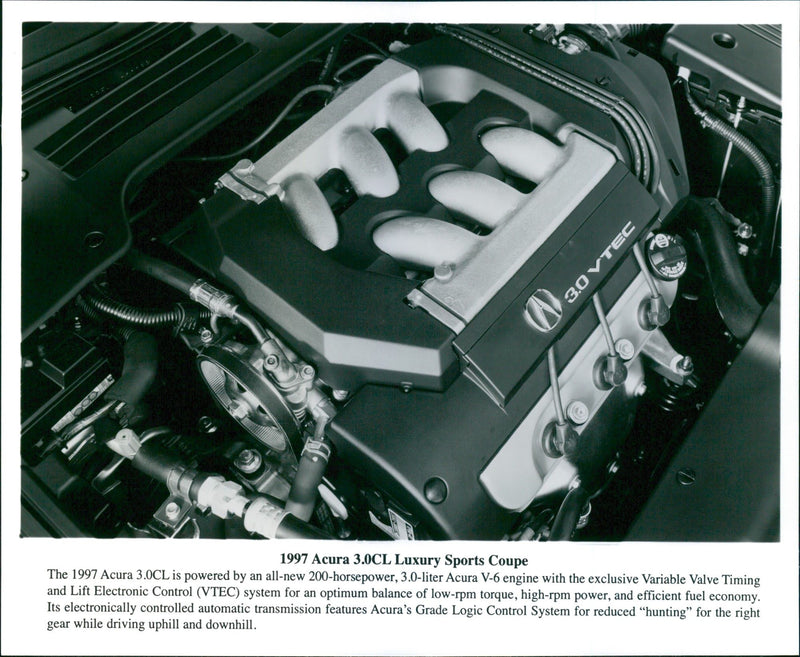 1997 Acura 3.0CL Engine - Vintage Photograph
