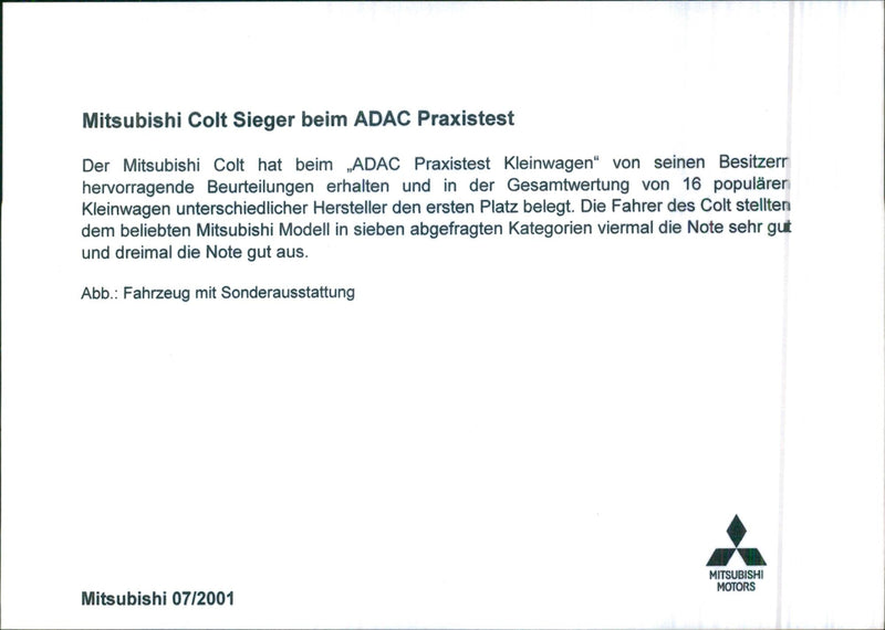 2001 Mitsubishi Colt - Vintage Photograph