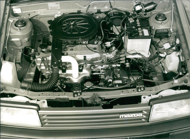 1986 Mazda 323 Kombi Engine - Vintage Photograph