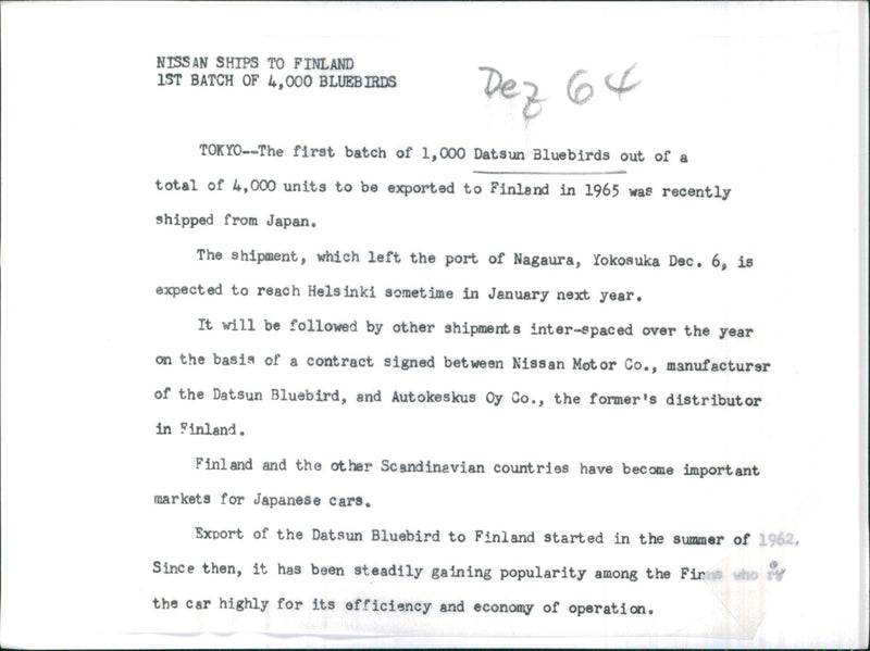 1964  Datsun Bluebirds - Vintage Photograph