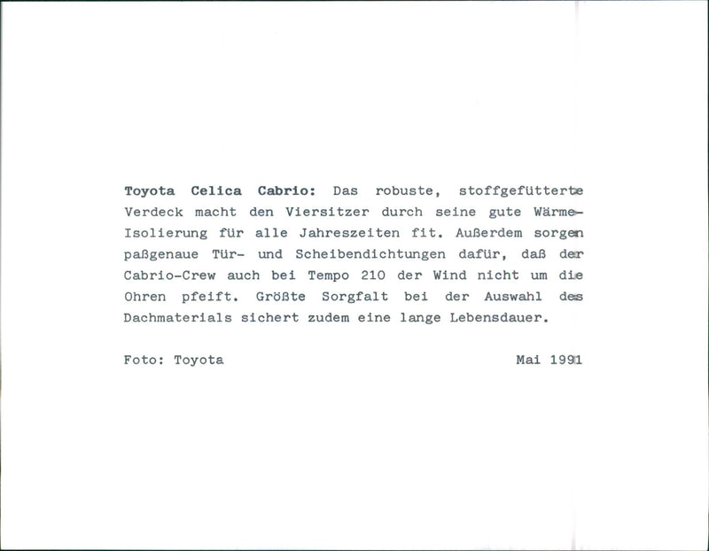 Toyota Celica Cabrio - Vintage Photograph