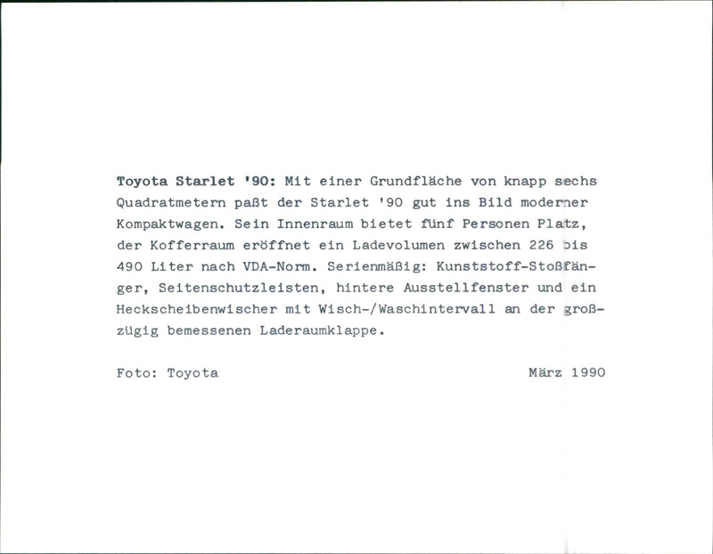 Toyota Starlet 1990 - Vintage Photograph