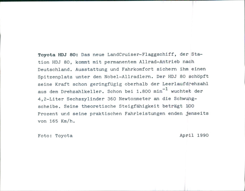 Toyota HDJ 80 1990 - Vintage Photograph