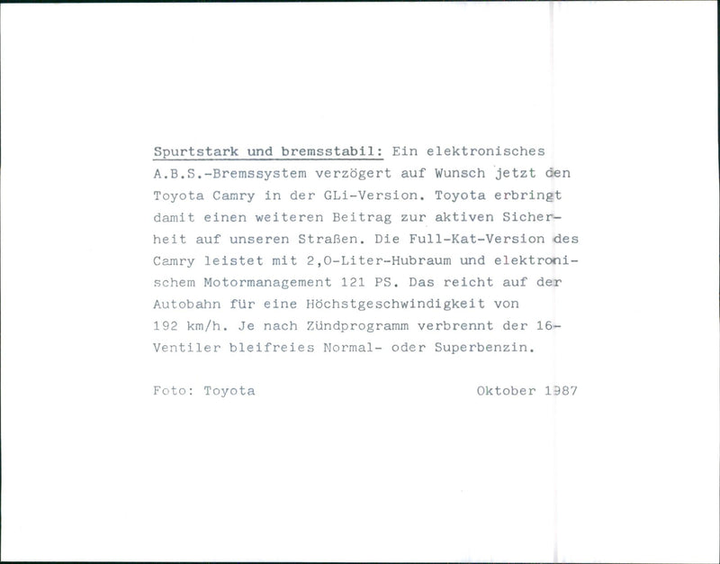 1987 Toyota Camry - Vintage Photograph