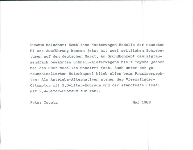 1988 Toyota Hiace van - Vintage Photograph